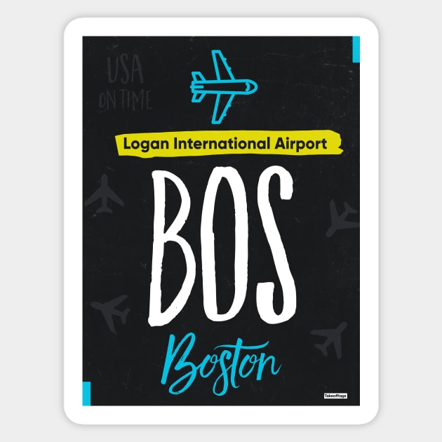 BOS BOSTON airport tag Sticker by Woohoo